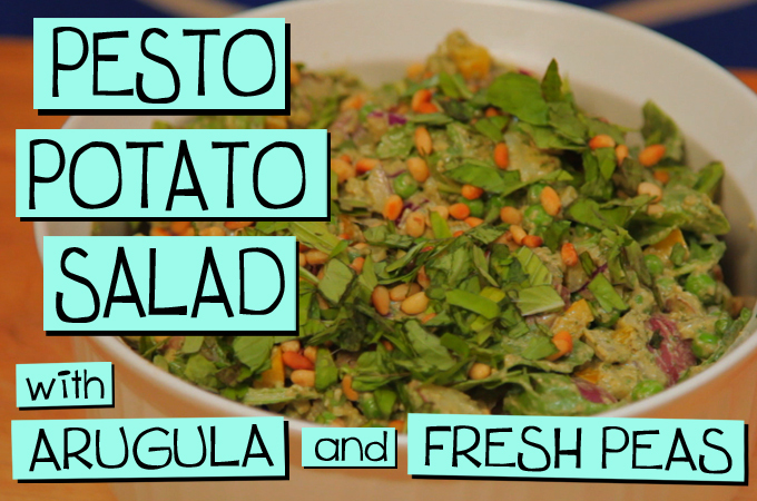 Pesto Potato Salad with Arugula and Fresh Peas